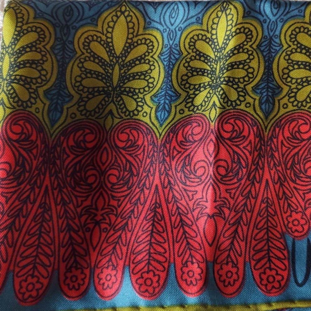 Scarves by Vera Vtg Silk Scarf Paisley Floral Hand Rolled Japan Rectangle 15x44